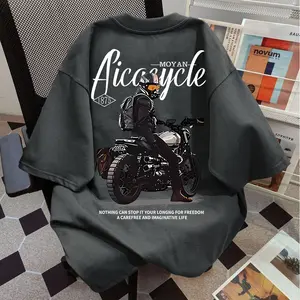 Kaos Katun Trendi Dan Bergaya Dengan Desain Motif Mobil, Longgar, Lengan Pendek, Leher Bulat, Unisex.