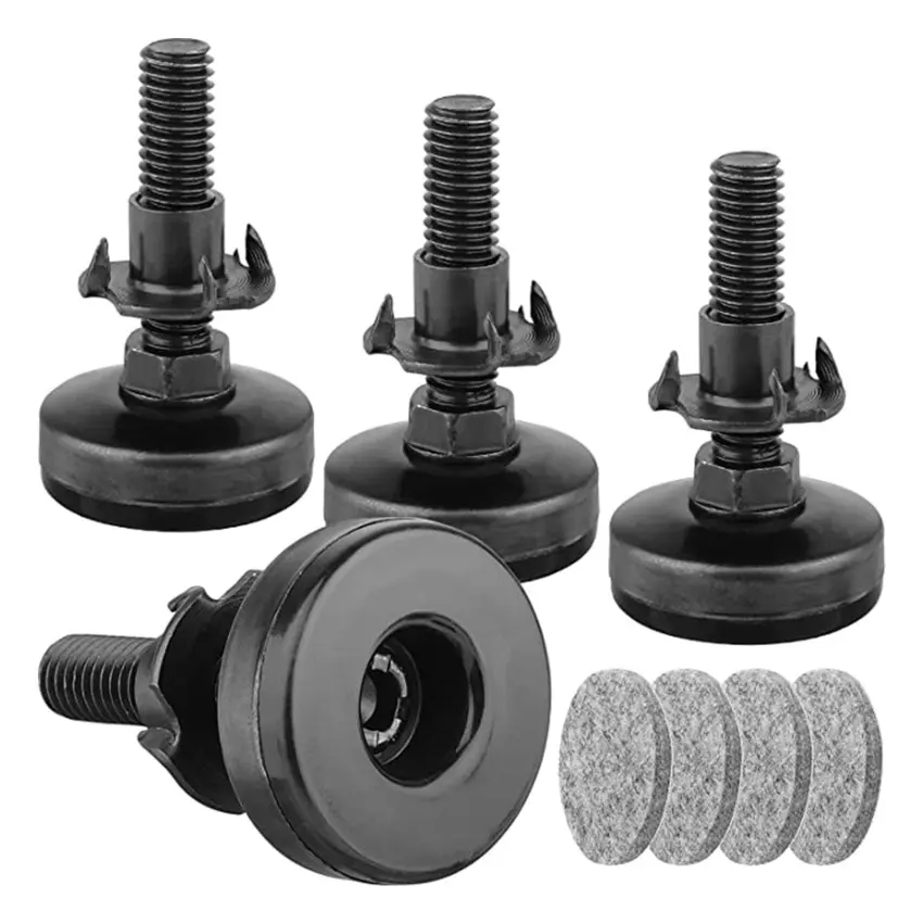 Heavy-duty furniture leveling feet Adjustable cabinet leg straighteners Sofa table and chair lifter Support 1200 lbs T-nut kit 3/8"-16 thread, large base-4 pieces, black Heavy-duty and large furniture leg level-can easily level the furniture to the home,