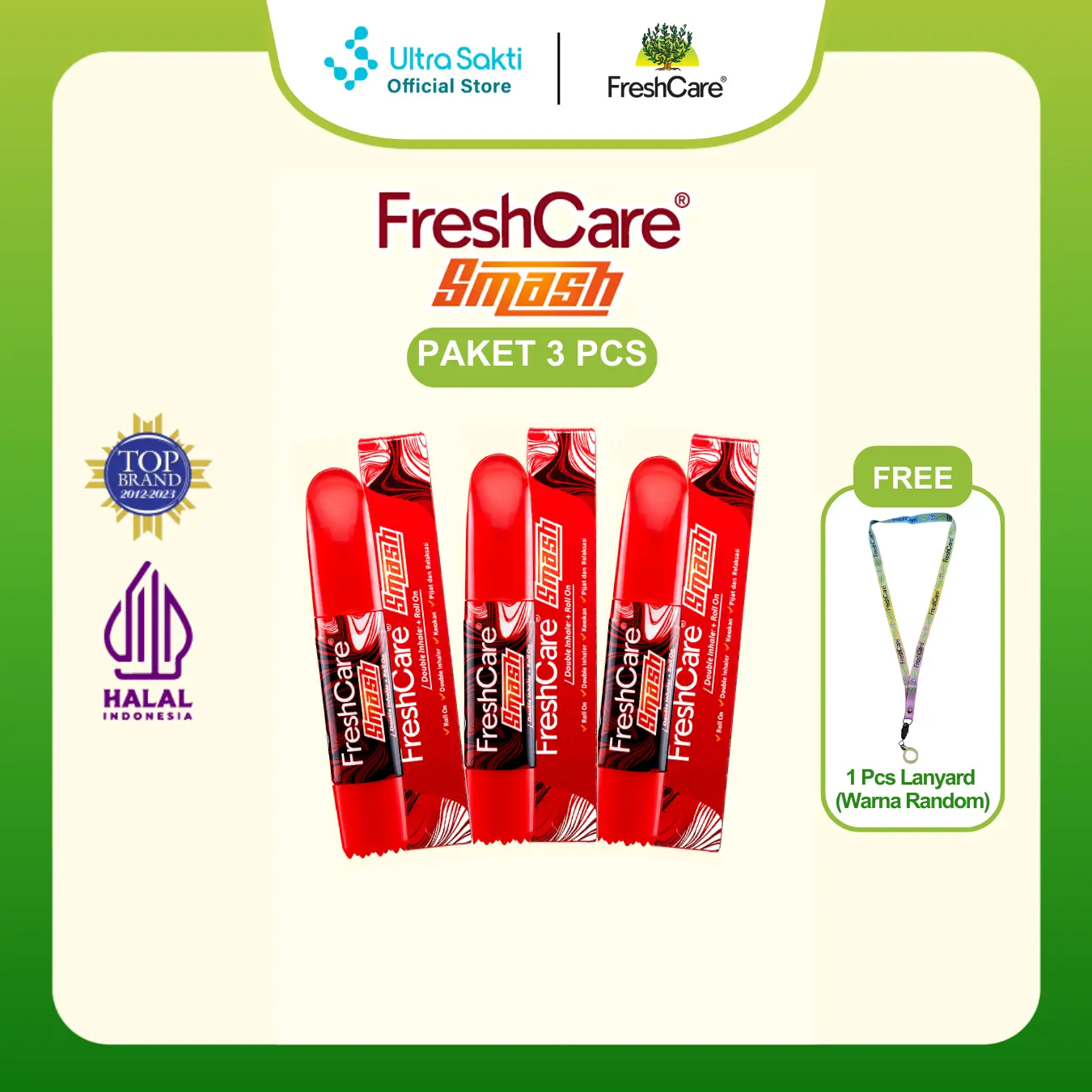 Paket FreshCare Smash 3pcs Free 1pc Lanyard Merah