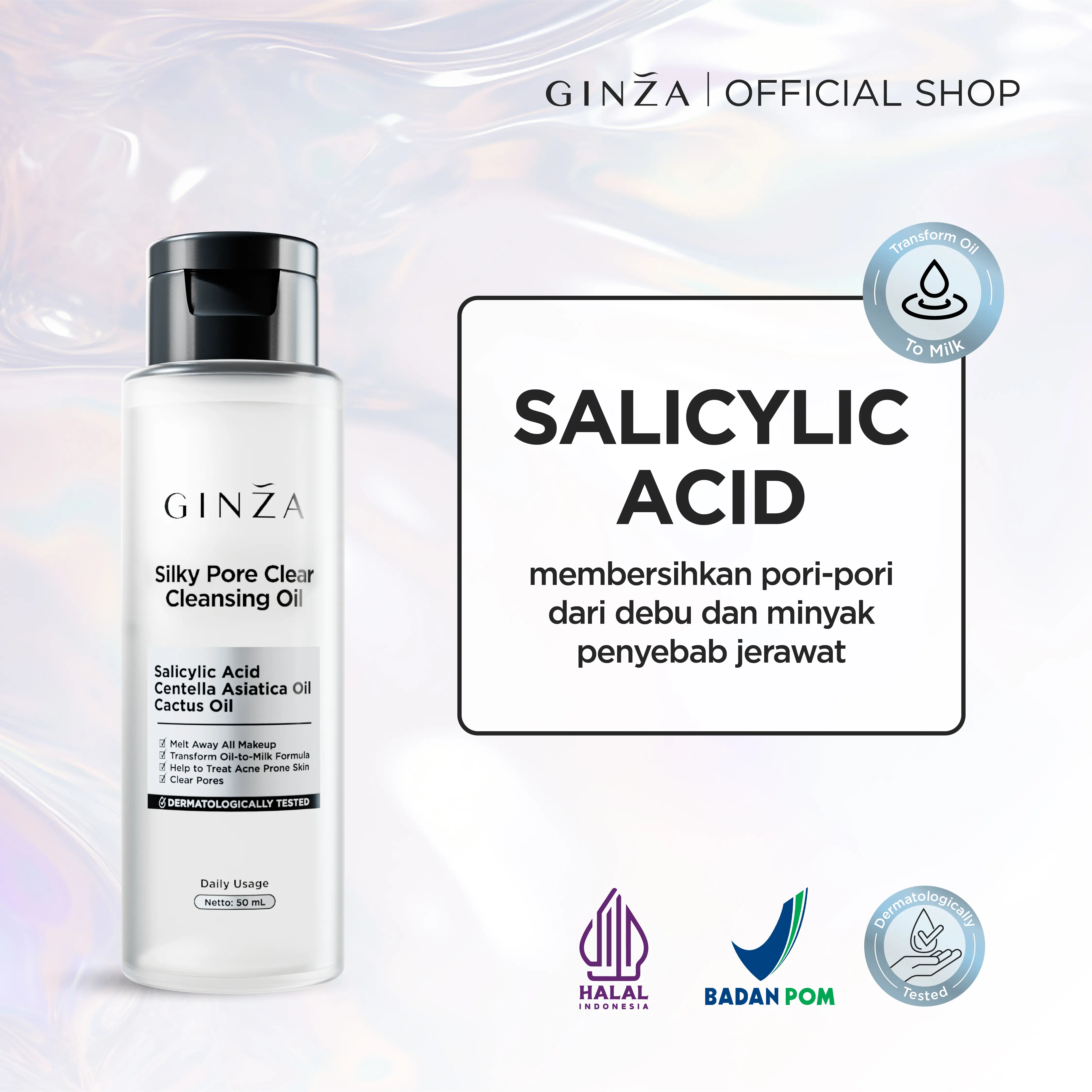 GINZA Cleansing Oil 50ml | Makeup Remover & Deep Cleansing Oil | All Variant
