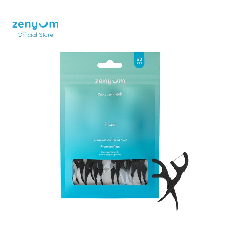 Zenyum Fresh Floss Picks - 50pcs (Charcoal Mint/Nylon Threads/Cruelty and BPA Free/Dental Flosser Picks/Eco Friendly) 1