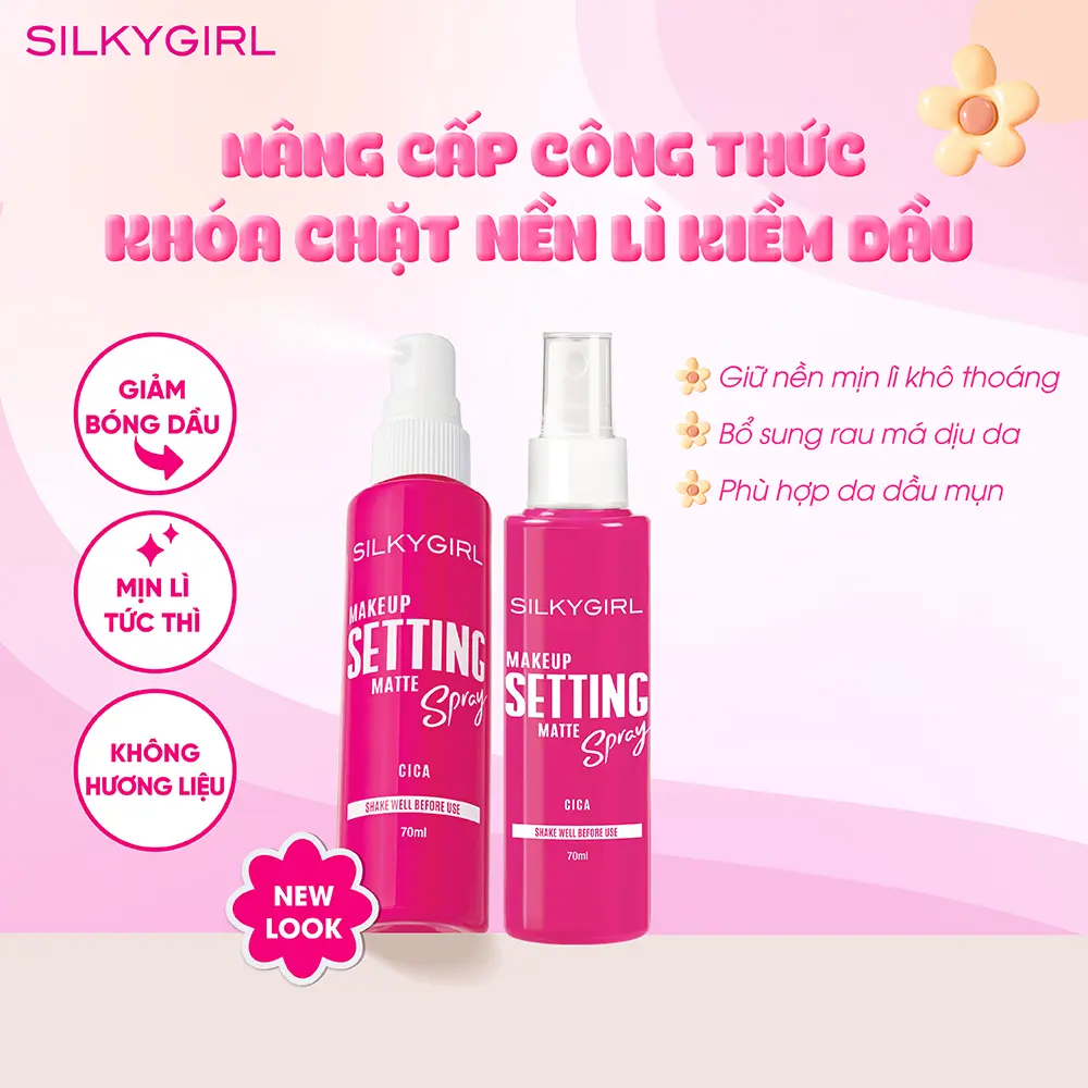 Xịt Giữ Lớp Trang Điểm Lâu Trôi Silkygirl Slay All Day Makeup Setting Spray - Slay 70ml