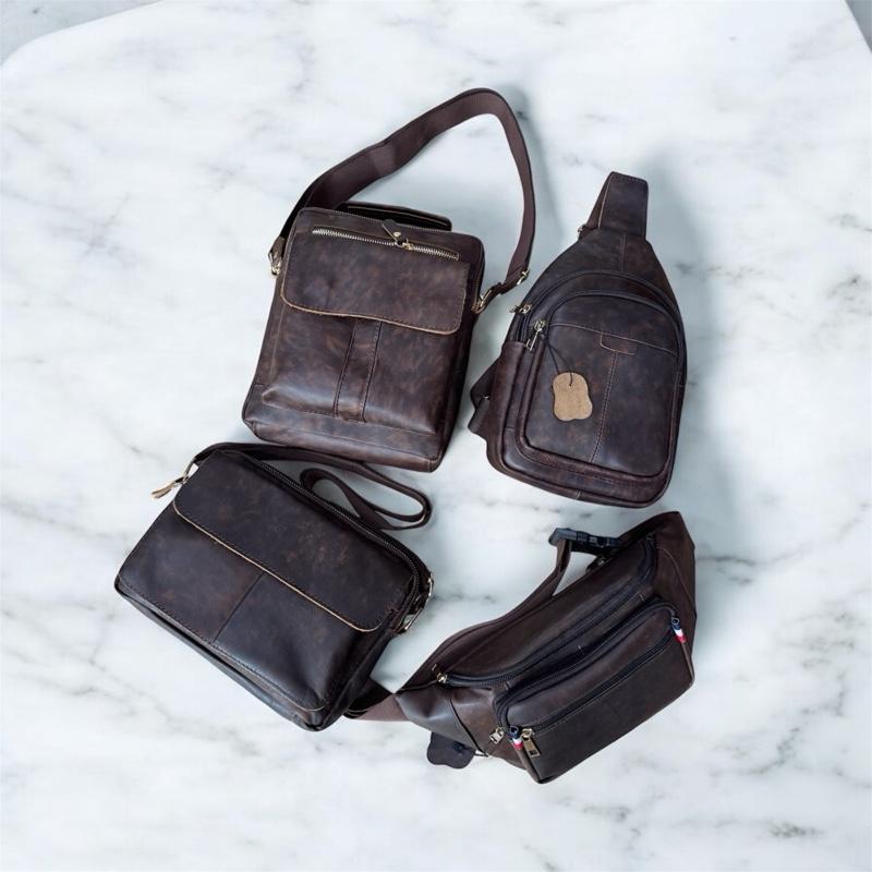 Túi đeo chéo (vai) Nam Nữ da bò sáp loang cao cấp