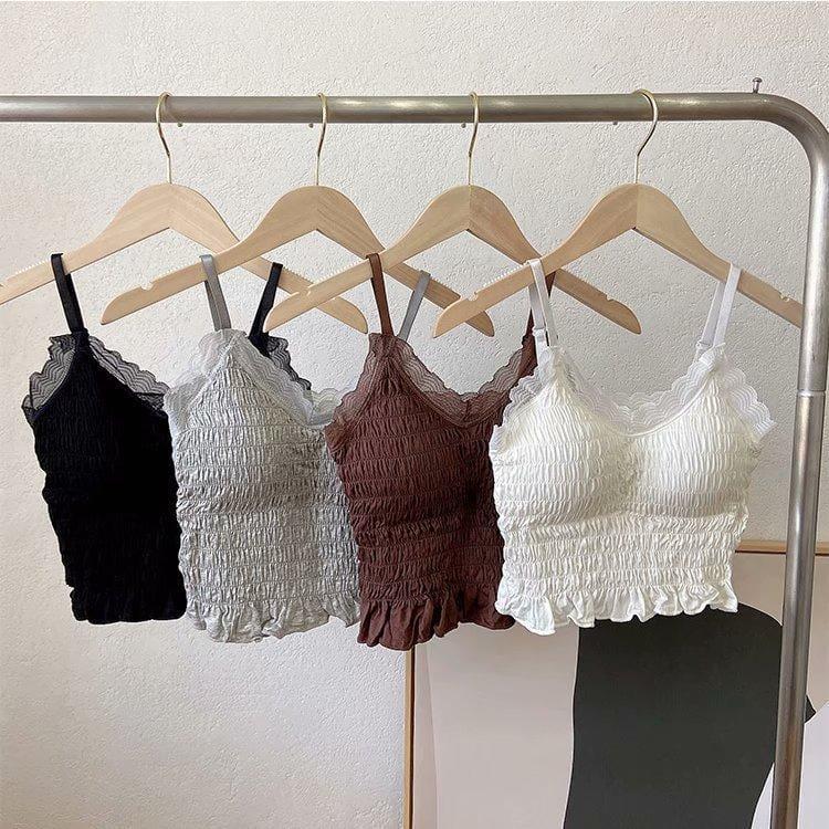 Tanktop import Wanita kamisol padded hiasan renda cantik bh pakaian dalam fashion 1076 0