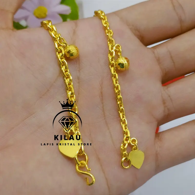 gelangrantai mainan 5 sepuh emas 24k lapis Crystal 4