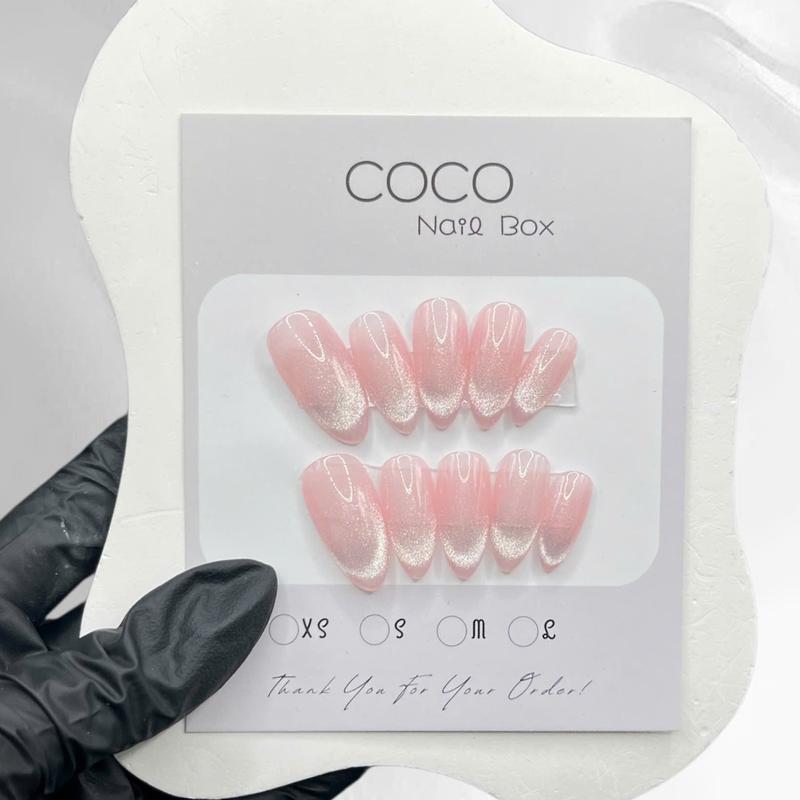  Móng úp tay Nailbox thiết kế C089 tone thạch hồng baby mắt mèo ombre đầu móng Coco Nailbox 