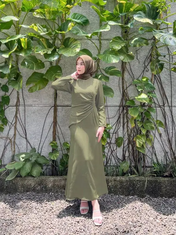 Senina Dress Satin Silk Kondangan Bridesmaid Bisa Seragam Gamis Tunangan Lamaran Dress By Aisyybusana Polos Satin Gamis Polos Silk Premium Dress Bridesmaid Simple Mewah Dress A Line Lengan Kerut Wudhu Friendly Slimfit Ready Jumbo Xxl Big Size