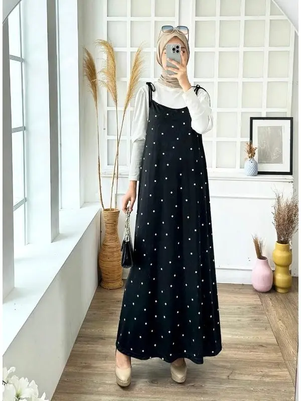 YUBI SLOOPY JEJU KOREAN OVERALL MOTIF BUNGA Dress Wanita Dewasa