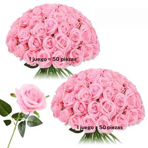 50pcs Rosas de Seda Artificial en Mayoreo, Rosas Falsas con Tallos, Flores Realistas para Centro de Mesa de Boda, Decoración de Fiesta en Casa para Día de San Valentín, Día de la Madre, Aniversarios, Acción de Gracias #OPCIONES MAS VENDIDAS