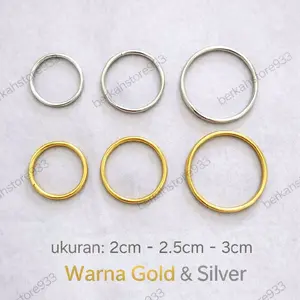 (COD) Ring O Bulat Ketebalan 2mm Diameter 2cm 2.5cm dan 3cm Warna Gold & Silver COD