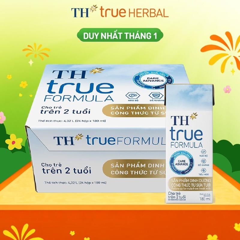 Thùng 24 hộp sản phẩm dinh dưỡng công thức từ sữa tươi dành cho trẻ trên 2 tuổi TH true FORMULA 180 ml 180 ml x 24