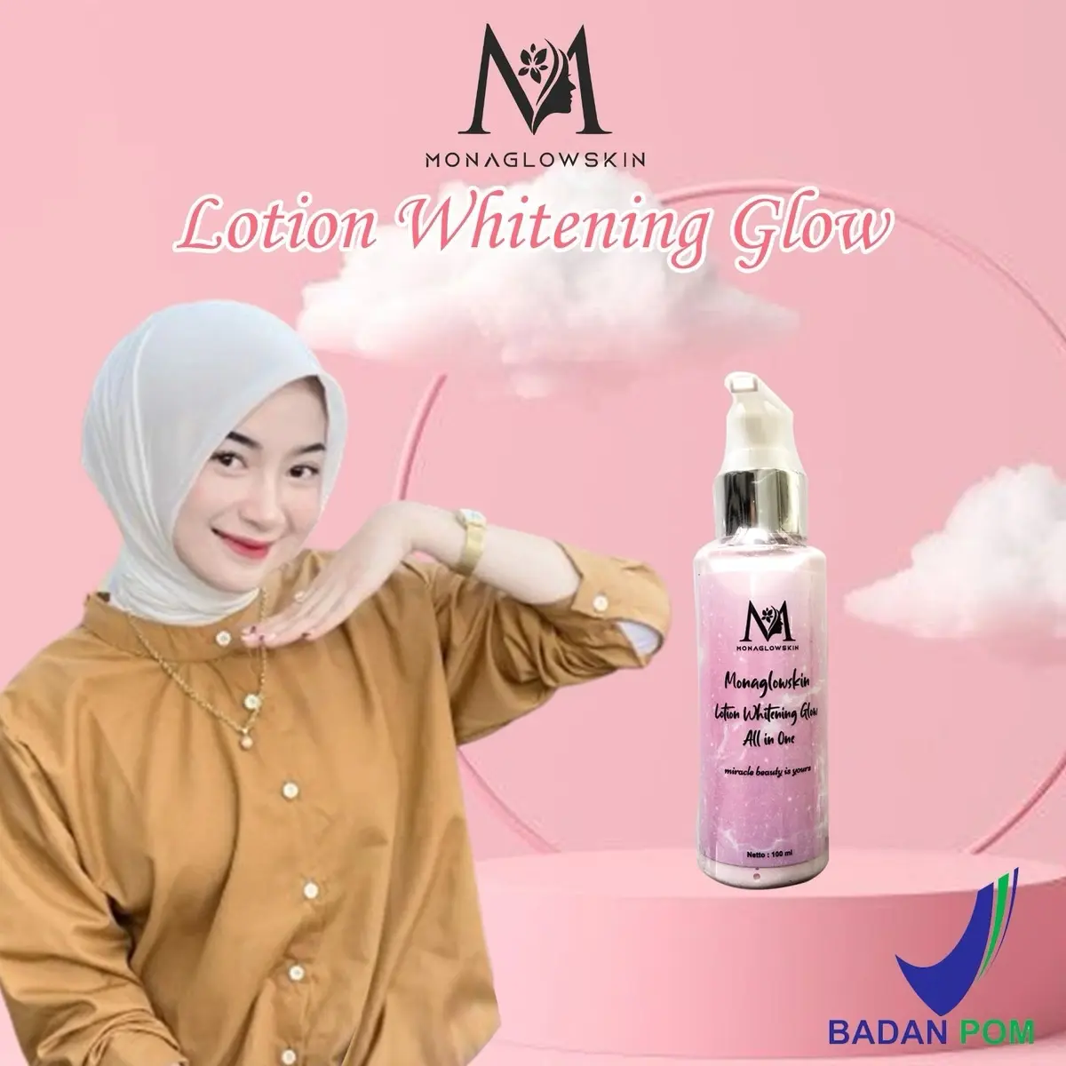 Monaglowskin Lotion Whitening Glow Memutihkan Memutihkan Hand hembodi skin body glow