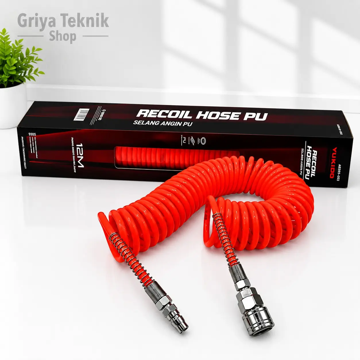 Selang Kompresor Spiral 6-12 Meter Recoil Hose PU Original Yukido Kualitas Premium