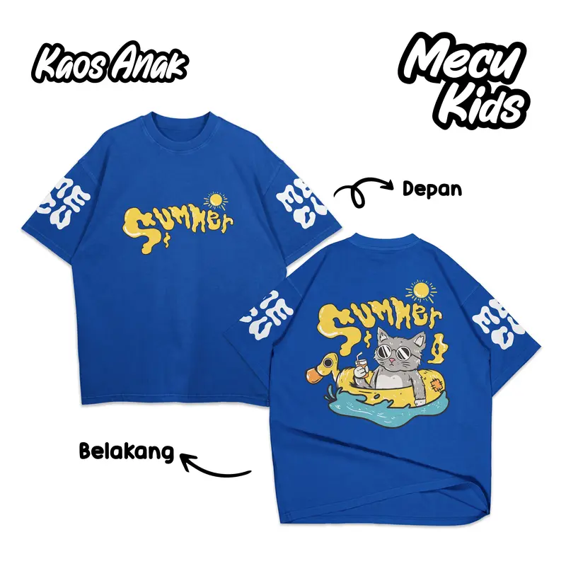 MECUKIDS CAT SUMMER KAOS DISTRO ANAK UMUR USIA 4 5 6 7 8 9 10 11 12 Tahun Tangan Lengan Pendek Combed Katun 3