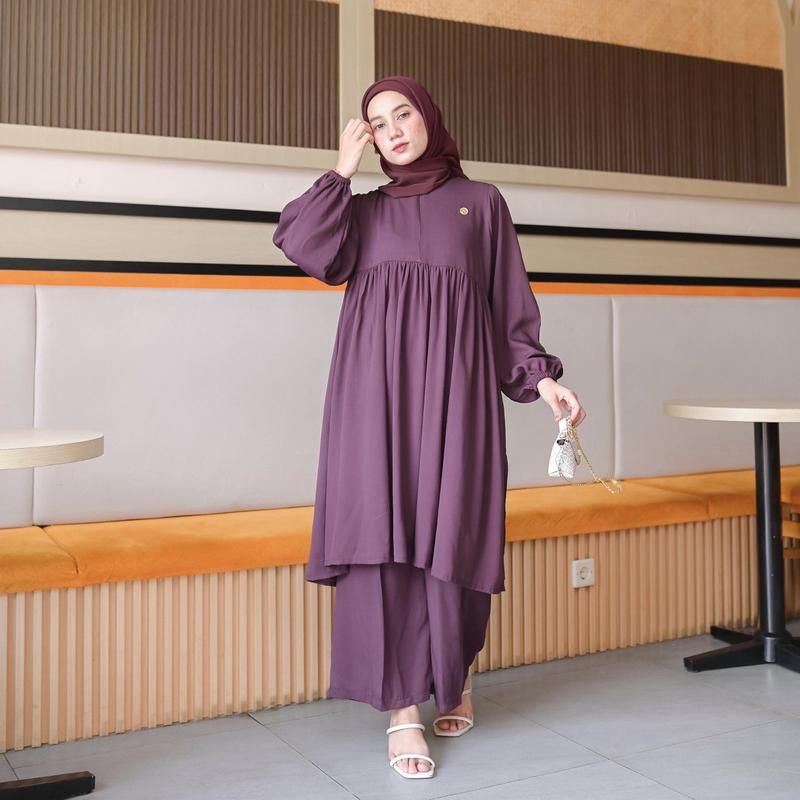 PROUDYHIJAB - Noora Setcel Setelan Celana Wanita Atasan Bawahan Busui Friendly 5