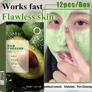 simu Masker avocado Wajah Berbusa, Melembabkan, Menghidrasi, Mengecilkan Pori-pori, Membersihkan Bintik Hitam Dalam Berbusa Sendiri, Cocok untuk Penggunaan Wajah Komedo Perawatan Facial acne vegan mask