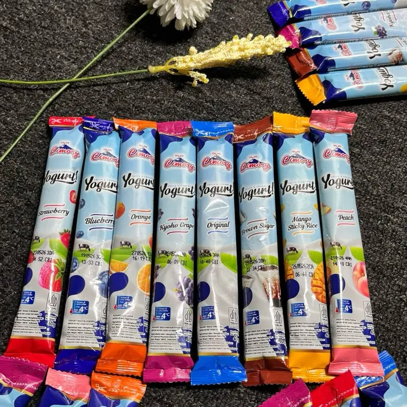 Cimory Yogurt Stick Rendah Gula - Yoghurt Stick Varian 25 Pcs Praktis Nikmat Blueberry Mango Sticky Rice Original Boba Brown Sugar Peach Strawberry