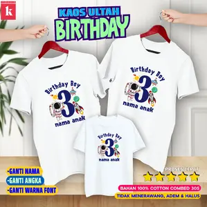 KAOS COUPLE FAMILY BIRTHDAY KAOS ULANG TAHUN / TEMA ASTRONOT / KAOS COUPLE KELUARGA CUSTOM