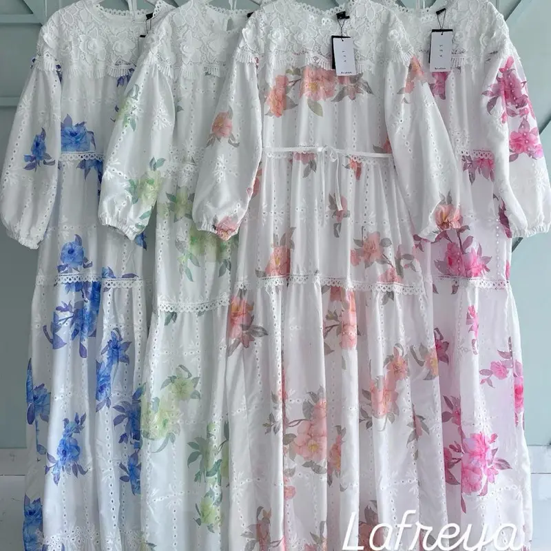 Orenji LFY Wynne Dress katun katbol motif bunga mix renda 0