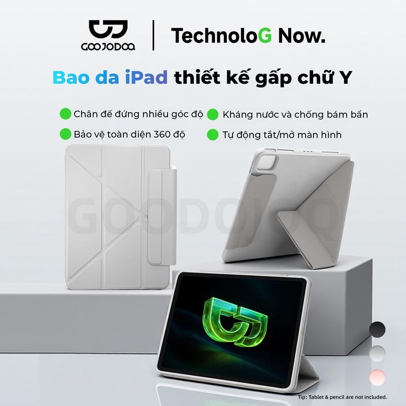 Bao da Ipad thiết kế gấp chữ Y ,Chân đế đứng nhiều góc độ,Kháng nước và chống bám bẩn,Bảo vệ toàn diện 360 độ