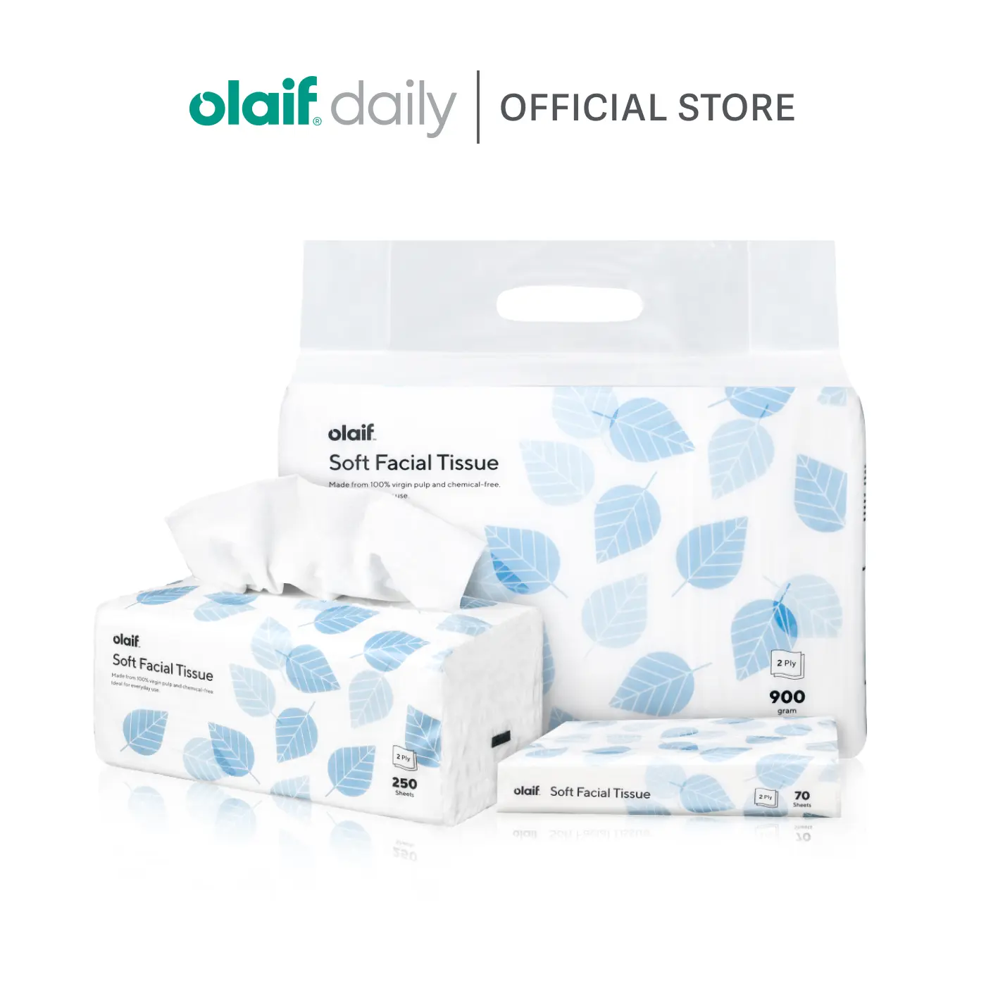 Olaif Daily Soft Facial Tissue - Tisu Wajah Lembut - 70 / 180 / 250 / 900 Sheets - Tissues