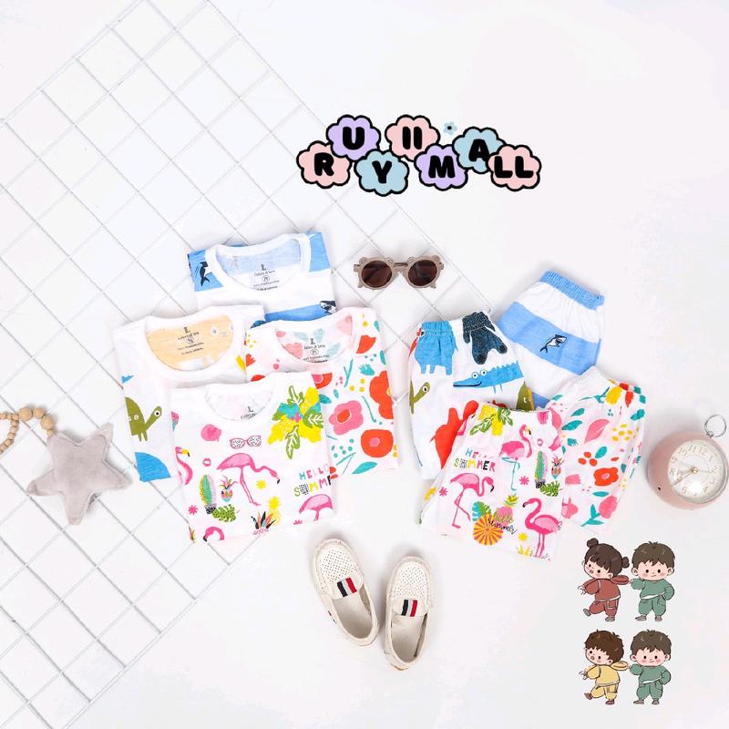 RuyiiMall Setelan Anak Celana Pendek Lengan Pendek 1-5th |  SETELAN PENDEK ANAK / PAKAIAN ANAK LAKI LAKI / SETELAN ANAK 1