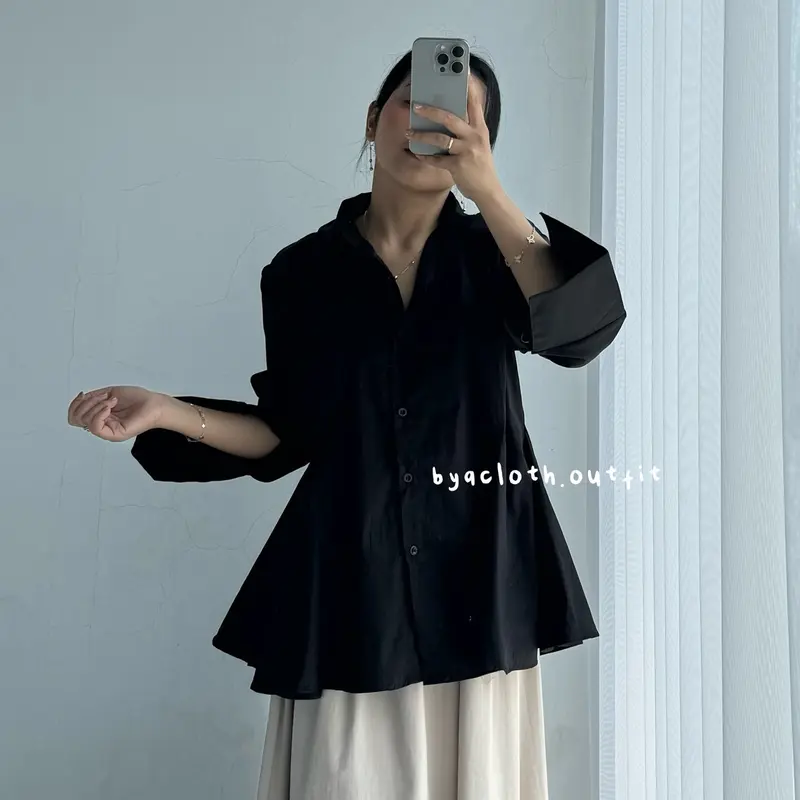 BYACLOTH - Ola Blouse Ruffle Wanita Katun Poplin / Atasan Lengan Panjang Kerja Formal Cewek 3
