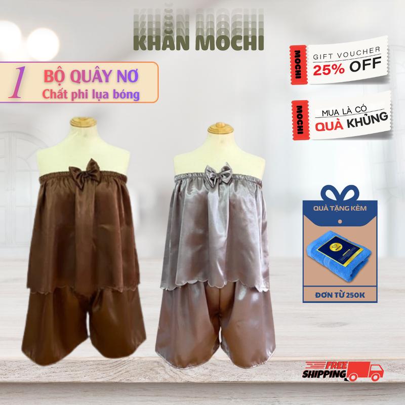  Bộ áo quây lửng spa bộ quây freesize massage vải lụa bóng mịn có nơ   CÓ BÁN RỜI   