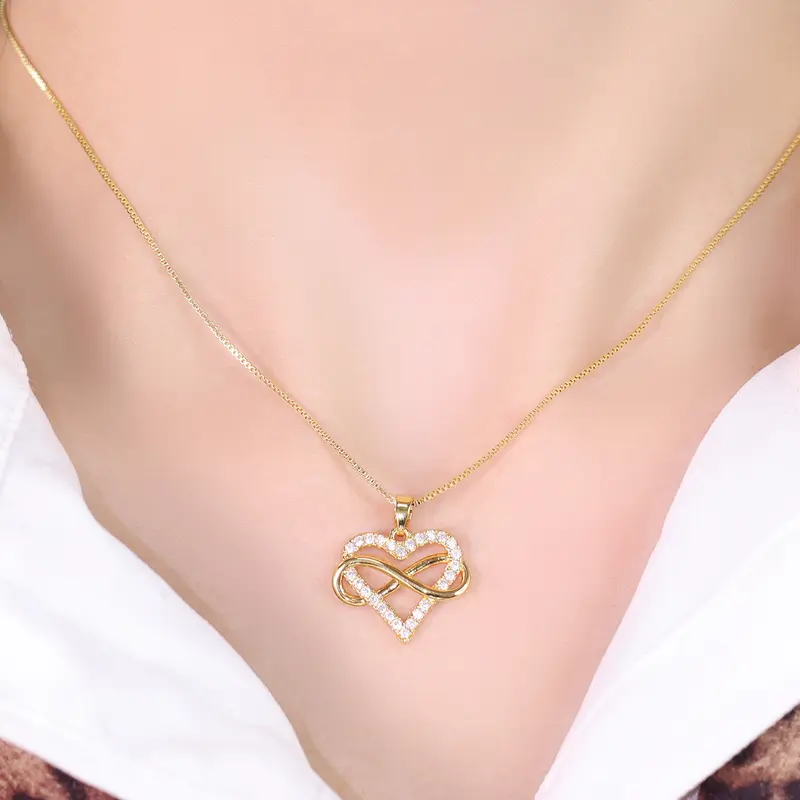 (CN111)Infinite Heart Zircon Pendant Necklace（38+5CM） 6
