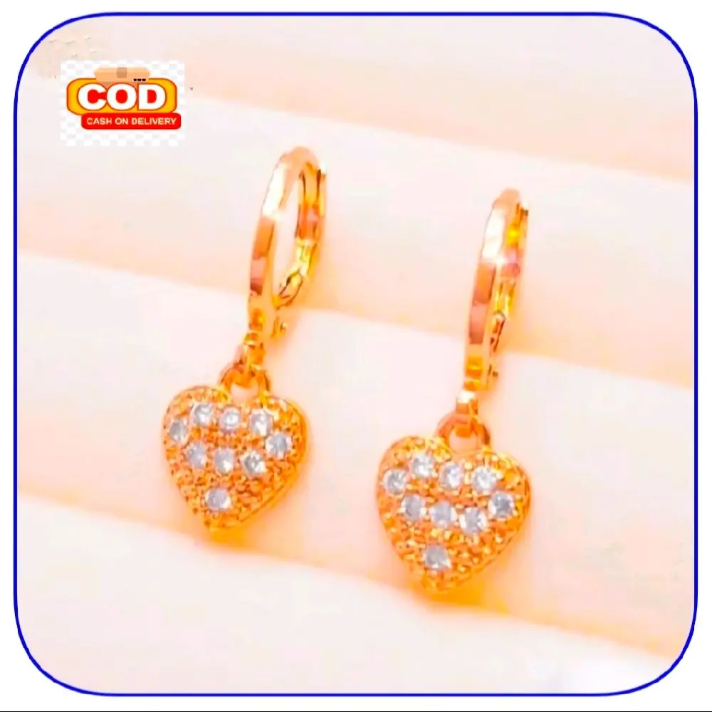 Anting Titanium Love Permata Anti Karat Dan Anti Luntur Perhiasan Wanita Lapis Emas 24k Earrings