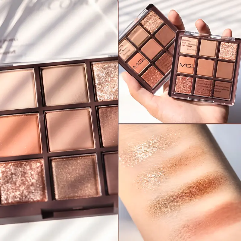 [Skistore] BPOM Eyeshadow Chocolate MGL Palette 9 Color Matte Nude Pigmented Tahan Lama & Glittery 4