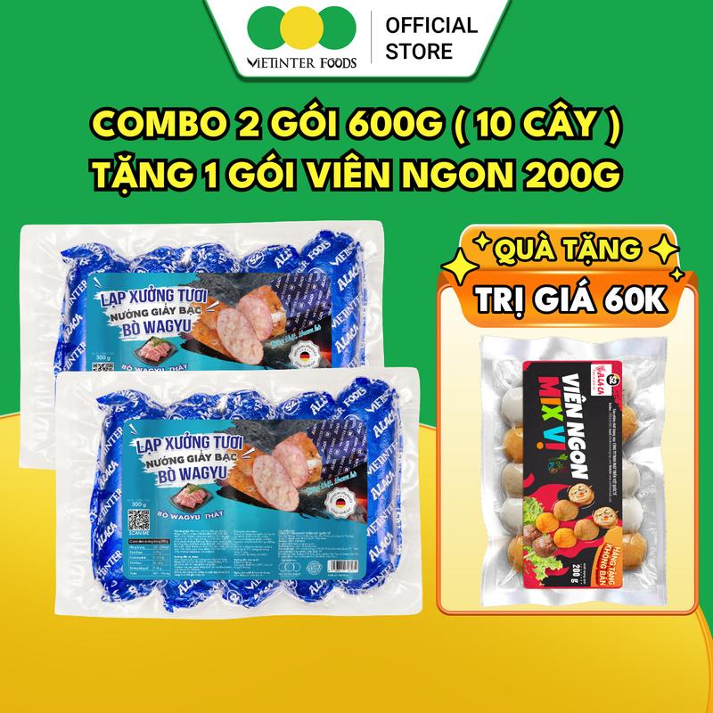   Mua 2 tặng 1  Combo 2 Gói Lạp Xưởng Tươi Nướng Giấy Bạc Nướng Đá S2 Vietinter Foods 600g  Gói 300g  