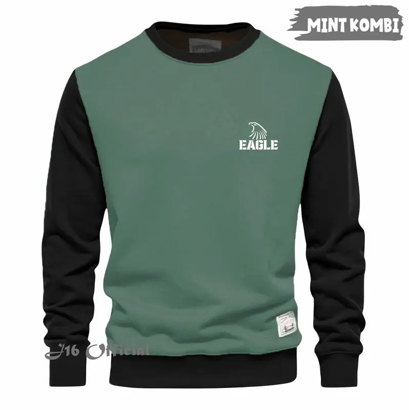 CREWNECK KOMBINASI SWEATER Oblong Pria Wanita Fleece Tebal Lembut 3