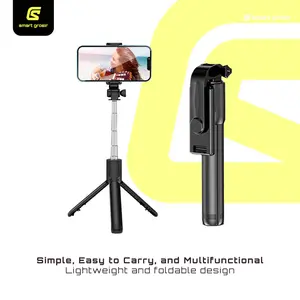 Tongsis Tripod Bluetooth dengan remote control Portable Flexible Selfie Stick Panjang Black