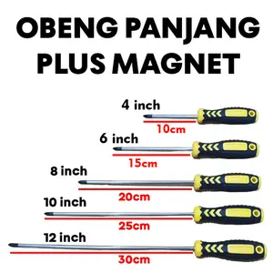 COD Obeng Panjang Magnet Plus + Gagang Karet 8 10 12 inch