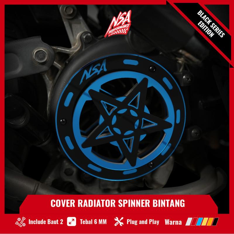 NSA COVER KIPAS SPINER TYPE BINTANG BLACK SERIES Beat Scoopy Vespa Mio Filano Fazzio TUTUP PELINDUNG KIPAS RADIATOR Universal Baut Gold Motor cover  radiator Motorcycle Orange 9