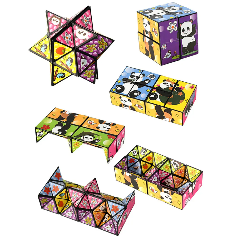 Panda Infinite Magic Cube Flipping Decompress Puzzle Three-Dimensional Small Toy Geometric Folding Anti Stress