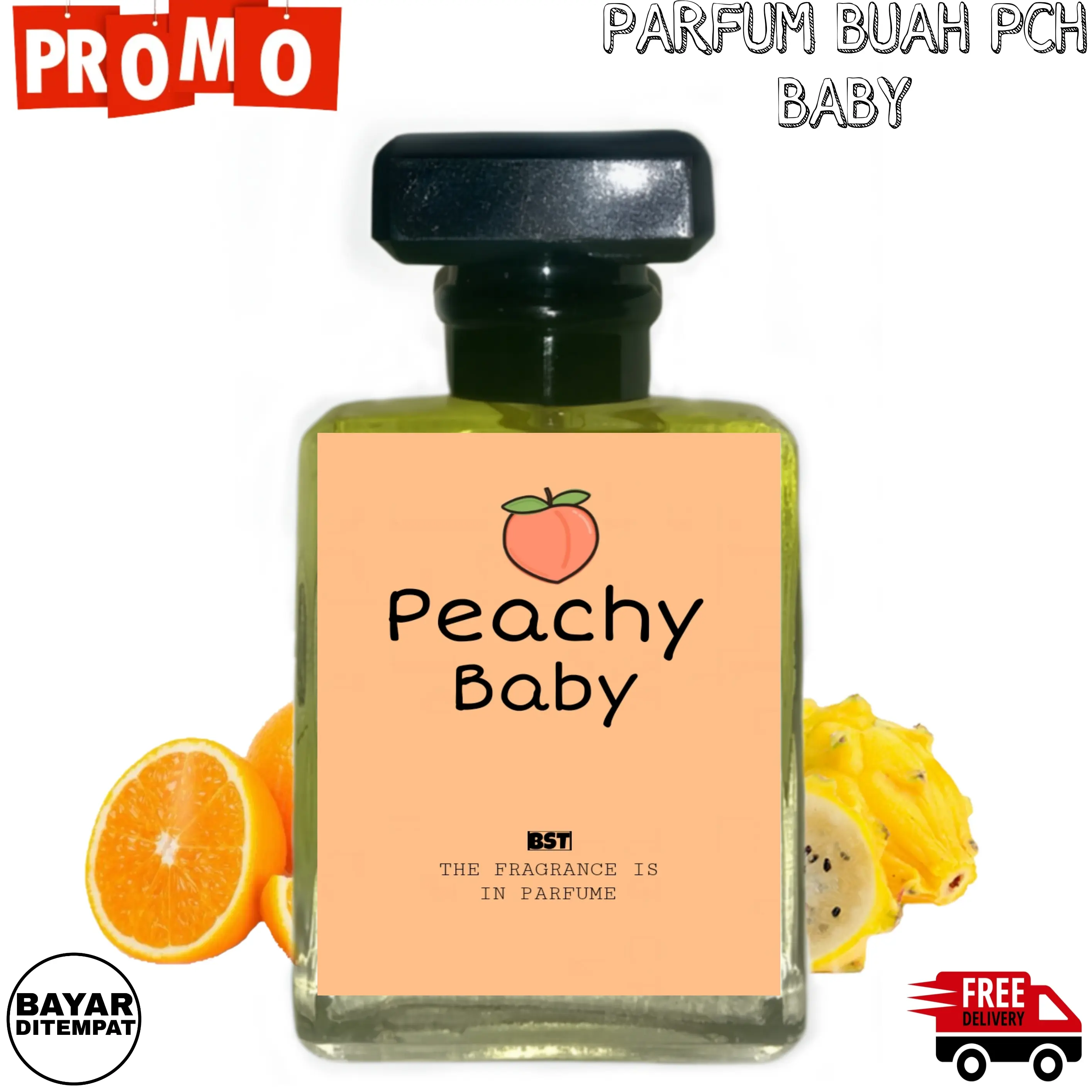 Parfum Peach Baby Tahan Lama / Parfum Uniseks Aroma Bayi 35ml Free Dobel Bublewrap Bedak Powder