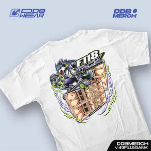 T-SHIRT F118 GANK VERSION ONE | MOTIF SKATEBOARD WOLF | BOX SOUND SYSTEM SERIES | DDB MERCHANDISE ORIGINAL | KAOS HITAM PUTIH 24 S |  Sablon Baju Cowok Cewek Lembut