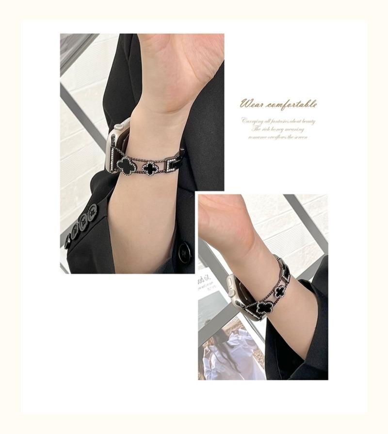 Product Introduction of Luxury Four-leaf clover rhinestone metal chain strap For iwatch Serie 9 8 7 6 SE 5 4 3 2 fashion Clover ladies band For iwatch Band 44mm 45mm 41mm 40mm 38mm 49mm 42mm 22