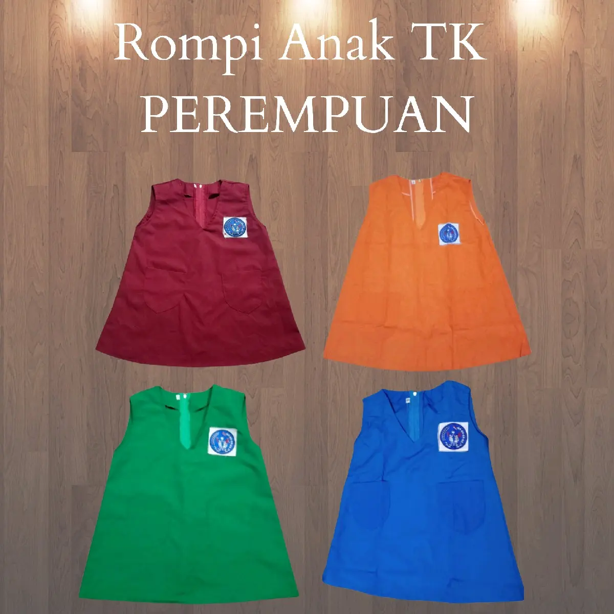 Seragam Sekolah  Rompi Untuk Anak TK PEREMPUAN Warna Biru Benhur, Hijau , Merah