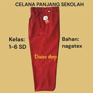 Celana panjang merah seragam sekolah SD usia 6-13 tahun celana panjang merah sekolah sd