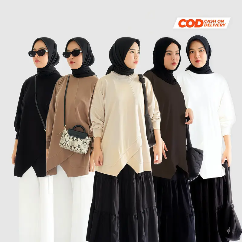 Outfidence - Rumi Top Atasan Kaos Lengan Panjang Cotton Combed 100% Basic Muslim Wanita Nyaman 0