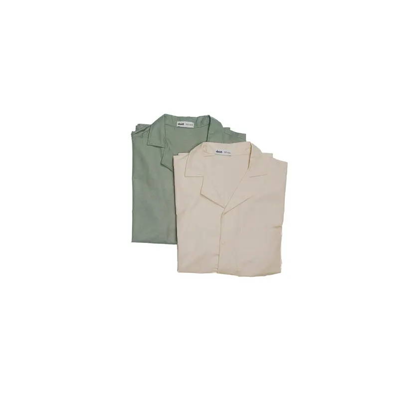 doid - 2in1 Summer Set Oversize Kemeja Celana Pendek Pria Wanita Linen Polos Casual Katun Setelan 0
