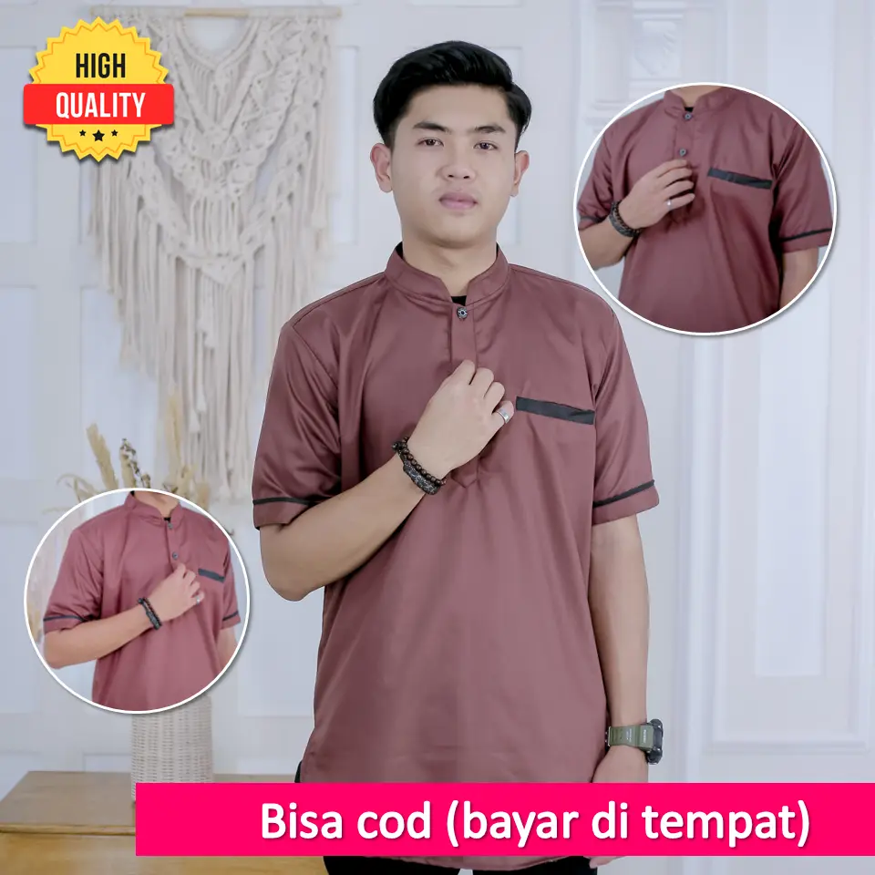 Koko kurta dewasa baju muslim lengan pendek baju koko syubbanul muslimin