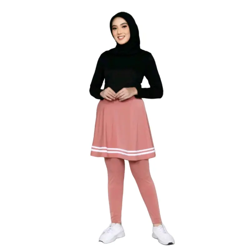 Legging Rok Olahraga Stripe Wanita Skirt Sport Jogging Renang Sepeda Lari Zumba Senam Aerobik Outdoor Celana Yoga 3