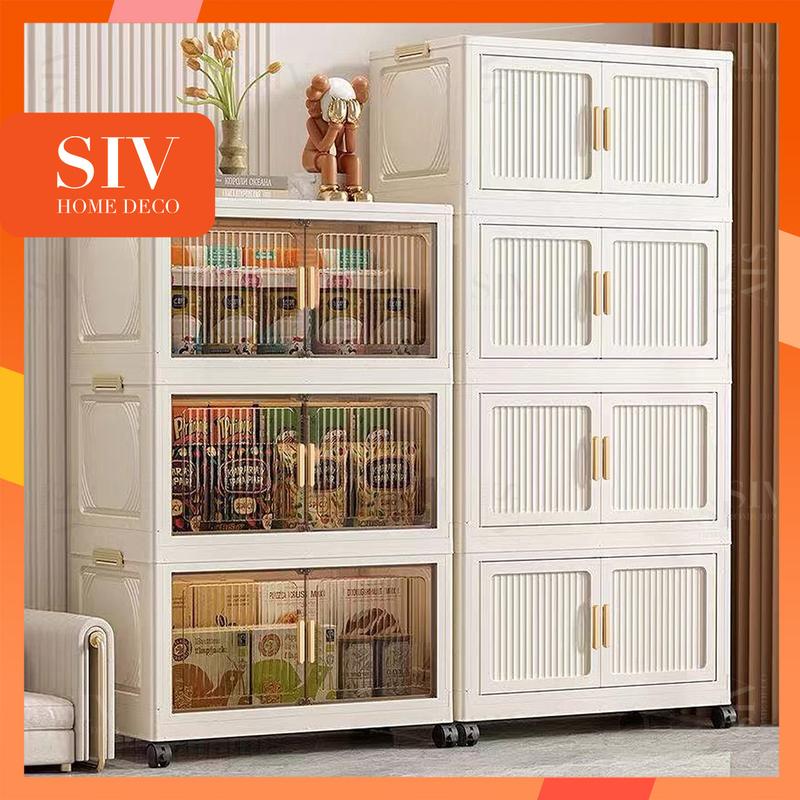 【Rộng 50-80 CM SIV cửa nam châm trong suốt cao cấp vàng kem tủ nhựa tủ quần áo hộp đựng đồ tủ bếp tủ đựng đồ