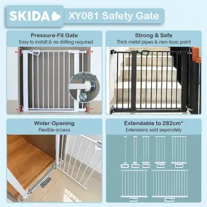 Baby Safe Pagar Pengaman Bayi XY-009 White tinggi 77cm dengan Mekanisme Auto-Close dan Double-Lock untuk Keamanan Anak & Hewan Peliharaan pagar anjing pagar kucing pagar pengaman tangga hewan peliharaan pet