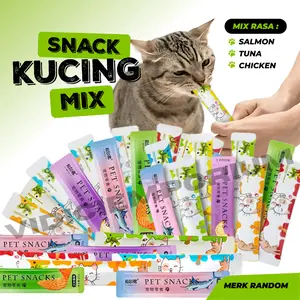 CHIYO Snack Kucing Mix Rasa Ayam Salmon Tuna Ikan 500gr / 1kg / 75 pcs Cemilan Sehat & Lezat untuk Kucing Aktif
