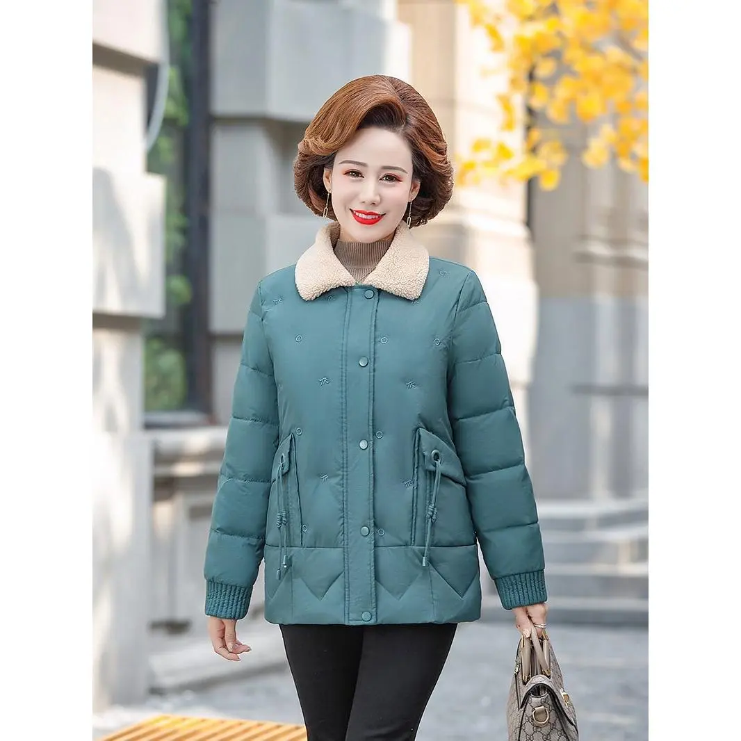 Áo Khoác Độn Bông Cho Mẹ, Hàng Mới Về Mùa Thu Và Mùa Đông, Màu Trơn Dáng Rộng Vừa Vặn, Lót Lông Cừu, Áo Dài Trung Bình Thích Hợp Cho Phụ Nữ Trung Người Già Và Cao Tuổi, [Thị Trấn Văn Học]